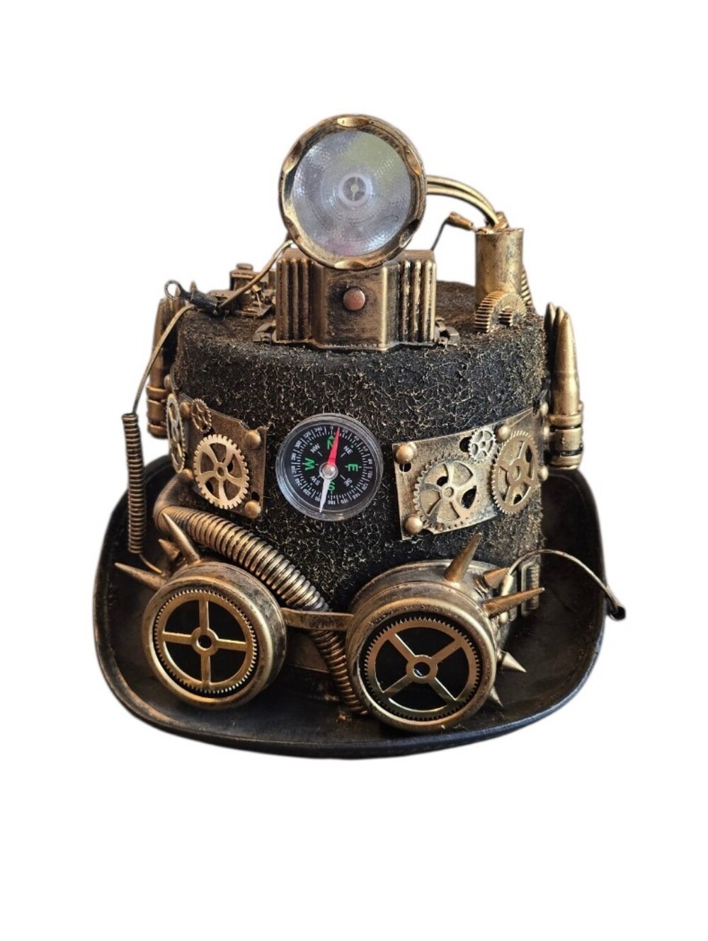 Steampunk Industrial Gold Black Felt Top Hat